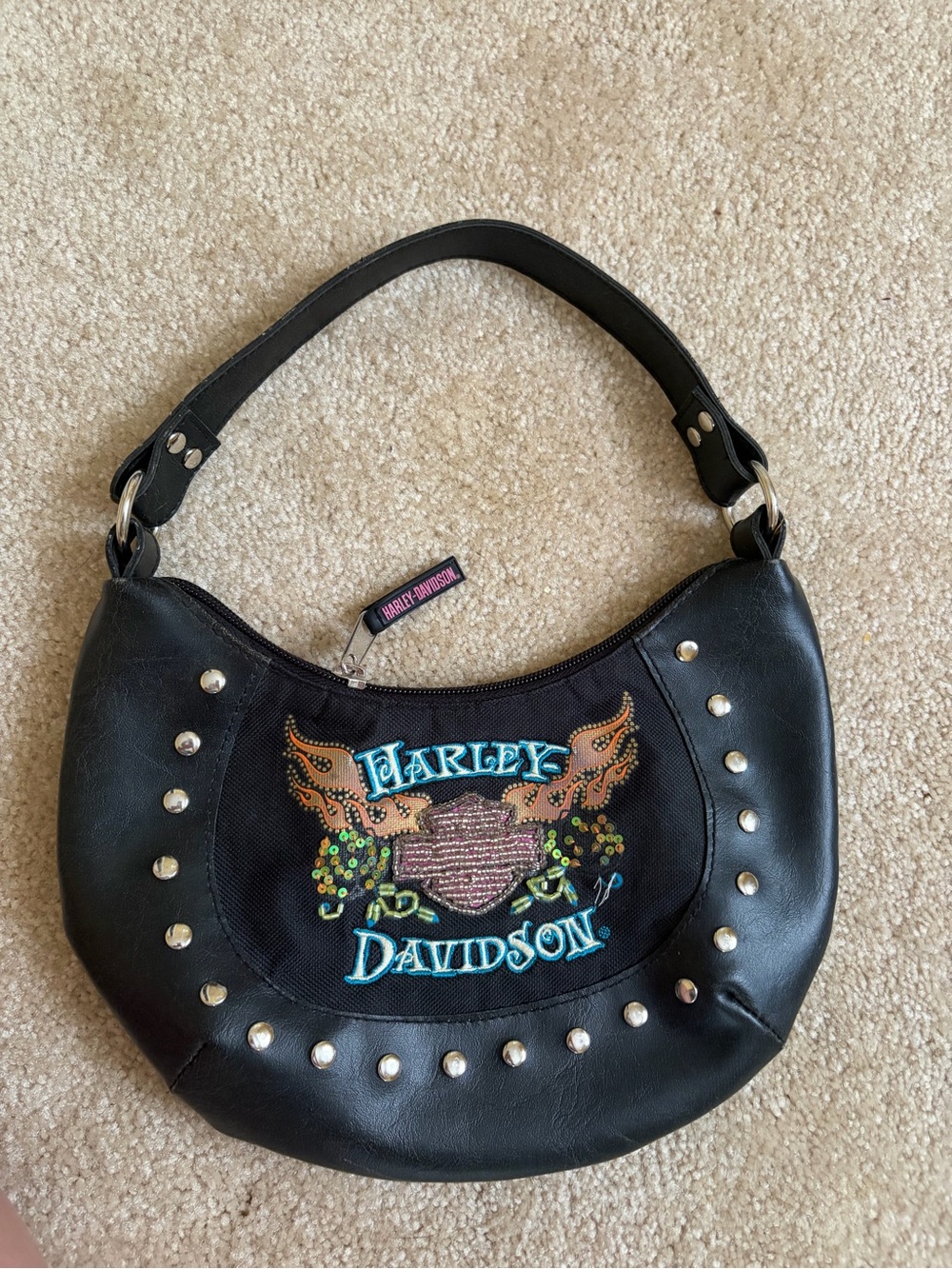 Harley-Davidson Black Embroidered shoulder Bag